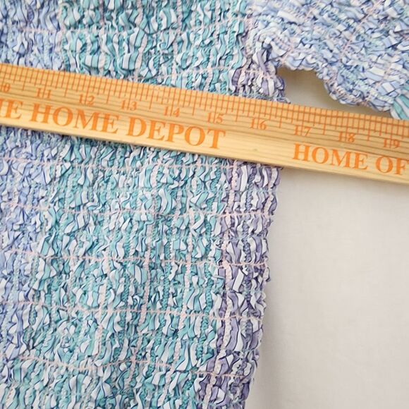 Petersyn NWT Kinsey Smocked Off-Shoulder Top REVOLVE M Blue Cottagecore Kidcore - Picture 11 of 12